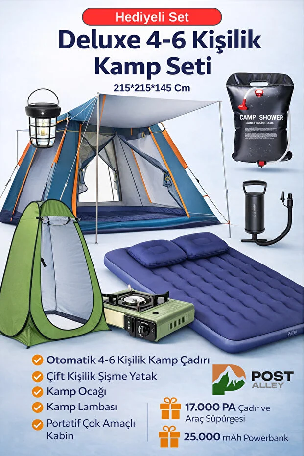 Deluxe 4-6 Kişilik Full Kamp Seti – Her Şey Dahil Konfor